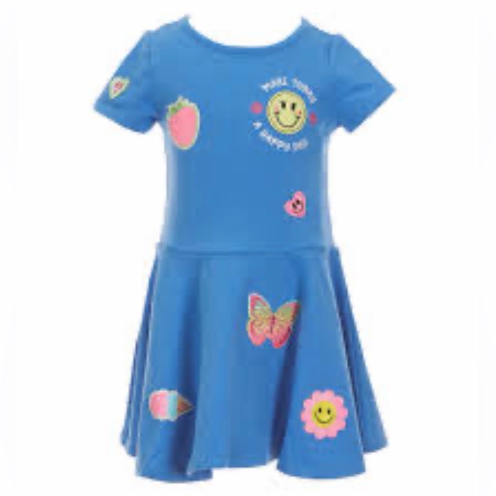 NWT RARE EDITIONS Girls Patchwork Drop Waist Skater Dress- 5